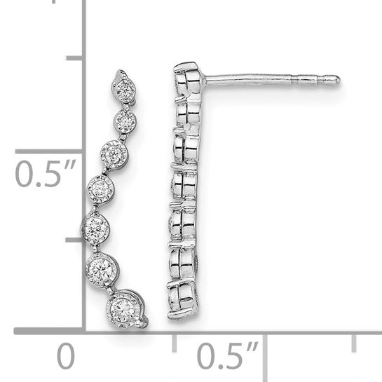 14K White Gold 1/6 Carat Diamond Journey Earrings