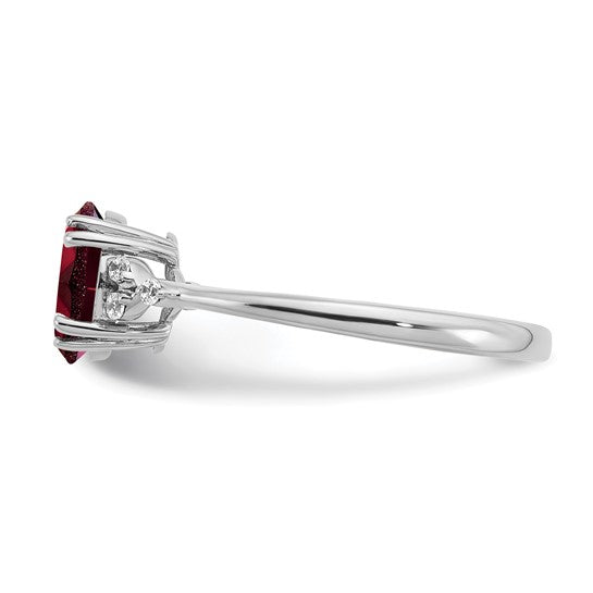 Sterling Silver 1.25 Carat Natural Garnet & Diamond Victoria Ring
