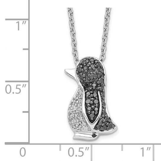 White Night White Gold Filled Sterling Silver White & Black Diamond Penguin Necklace & Pendant Set (Copy) (Copy)