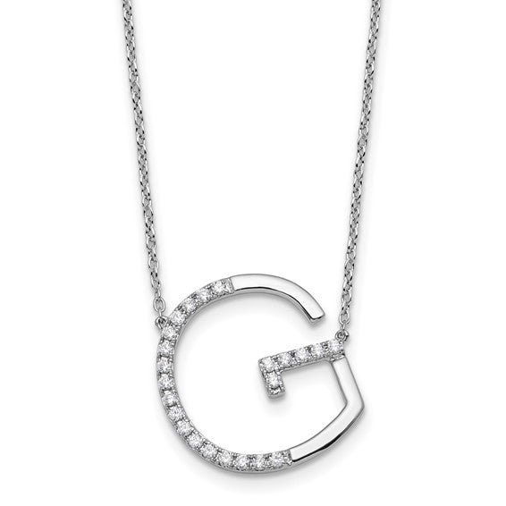 14K White/Yellow Gold Diamond Accent Initial Letter Necklace