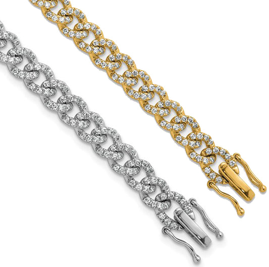14K White/Yellow Gold Fancy Curb Link Diamond 2 5/8ct. Bracelet