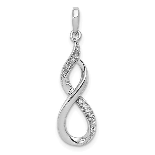 White Gold Filled Sterling Silver Diamond Twist Pendant
