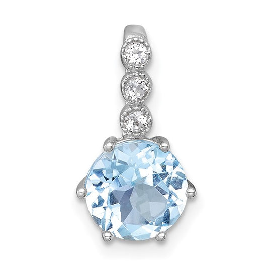 White Gold Filled Sterling Silver Blue/White Topaz Pendant