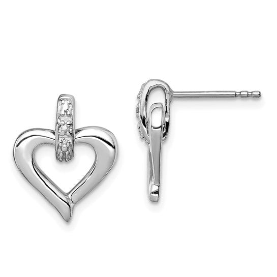 White Gold Filled Sterling Silver Diamond Collar Heart Earrings