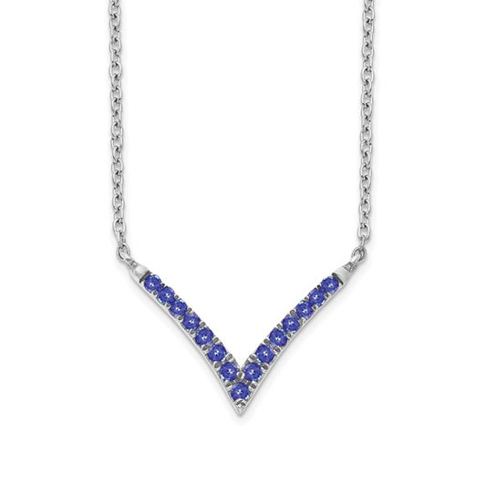 14K White Gold Tanzanite V Necklace