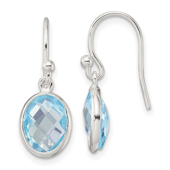 Sterling Silver 4.25 Carat Blue Topaz Bezel Earrings