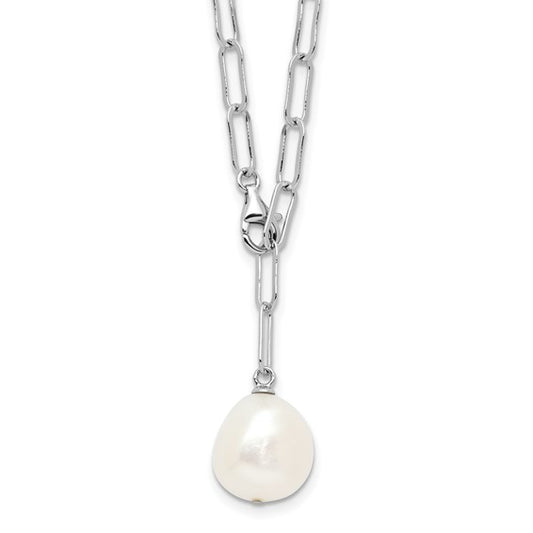 Sterling Silver 12-12mm Fresh Water Pearl Pendant Necklace