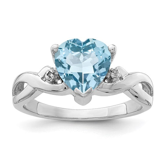 White Gold Filled Sterling Silver 2 Carat Heart Shaped Blue Topaz Ring
