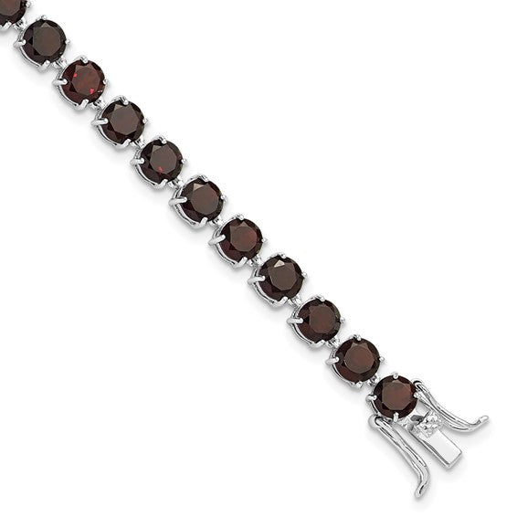 Sterling Silver White Gold Filled Natural 17 Carat Garnet Bracelet
