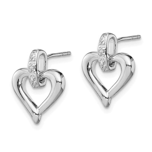 White Gold Filled Sterling Silver Diamond Collar Heart Earrings