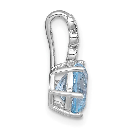 White Gold Filled Sterling Silver Blue/White Topaz Pendant