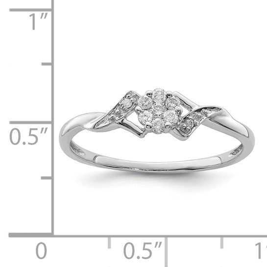 White Gold Filled Sterling Silver Diamond Flower Ring