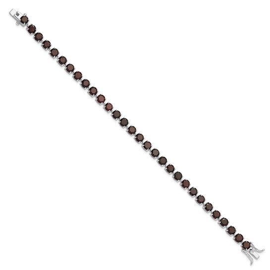Sterling Silver White Gold Filled Natural 17 Carat Garnet Bracelet
