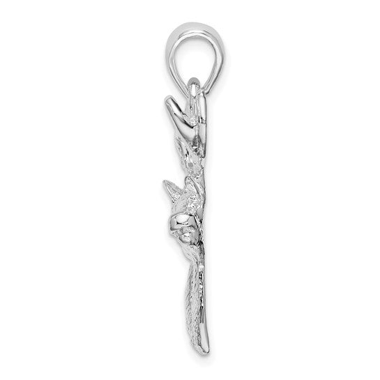 Sterling Silver Rhodium Plated Buck Deer Head Pendant