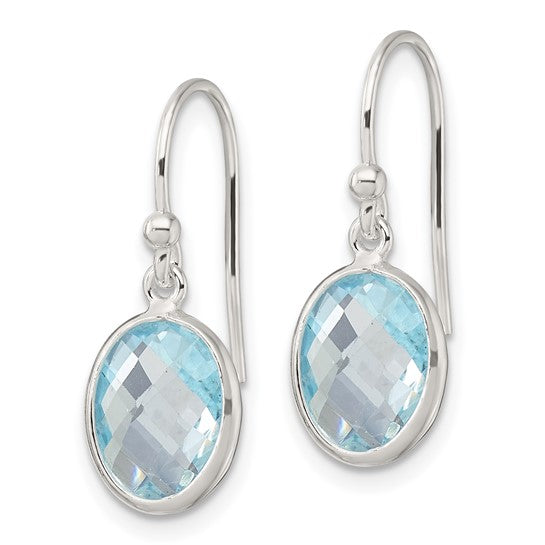 Sterling Silver 4.25 Carat Blue Topaz Bezel Earrings