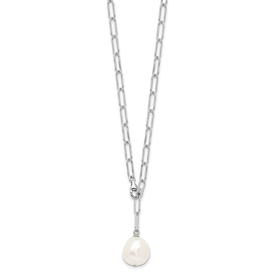 Sterling Silver 12-12mm Fresh Water Pearl Pendant Necklace