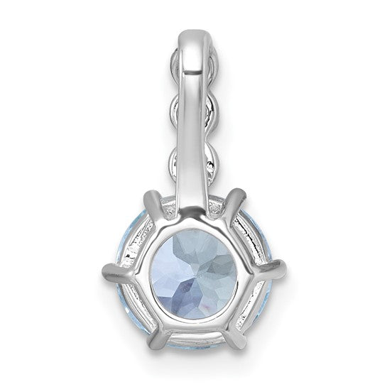 White Gold Filled Sterling Silver Blue/White Topaz Pendant