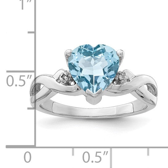 White Gold Filled Sterling Silver 2 Carat Heart Shaped Blue Topaz Ring