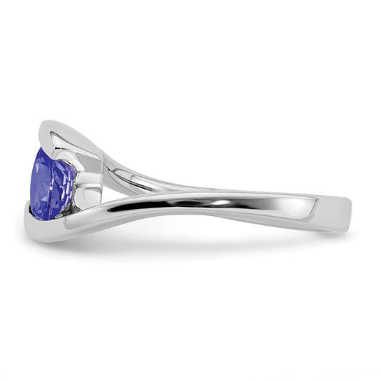 White Gold Filled Sterling Silver Natural .5 Carat Tanzanite Bypass Ring