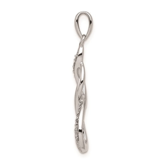 White Gold Filled Sterling Silver Diamond Twist Pendant