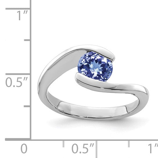 White Gold Filled Sterling Silver Natural .5 Carat Tanzanite Bypass Ring