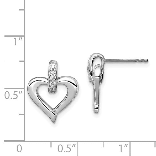 White Gold Filled Sterling Silver Diamond Collar Heart Earrings