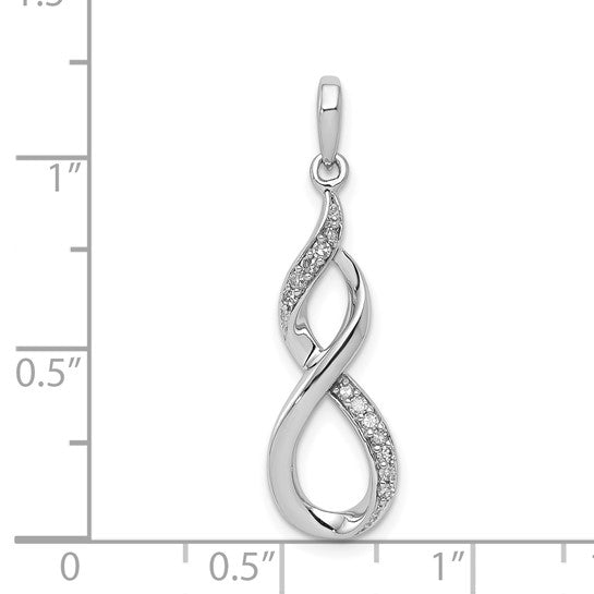 White Gold Filled Sterling Silver Diamond Twist Pendant