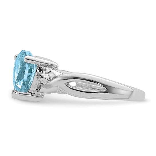 White Gold Filled Sterling Silver 2 Carat Heart Shaped Blue Topaz Ring