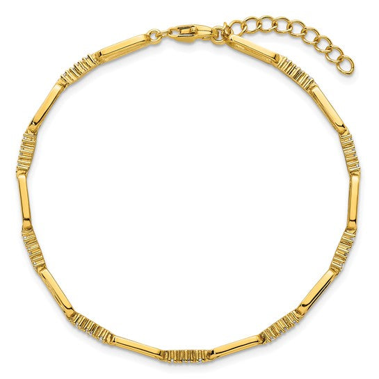 White Gold/Yellow Gold Filled Sterling Silver Moissanite Paperclip Bracelet