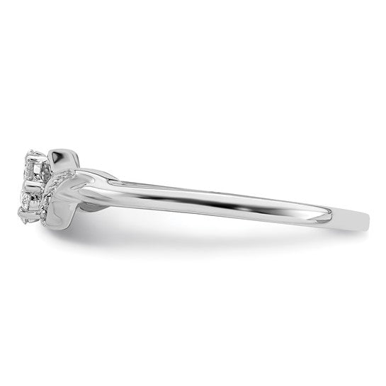 White Gold Filled Sterling Silver Diamond Flower Ring