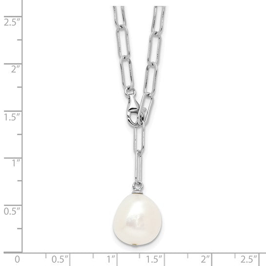 Sterling Silver 12-12mm Fresh Water Pearl Pendant Necklace