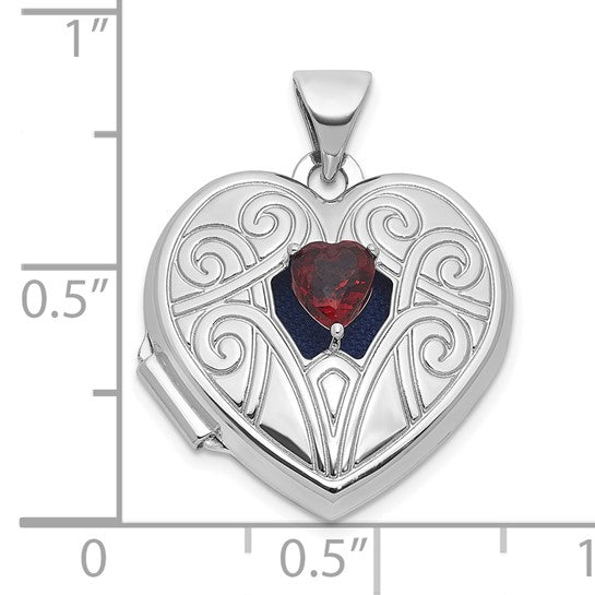Sterling Silver White Gold Filled Natural Garnet Locket