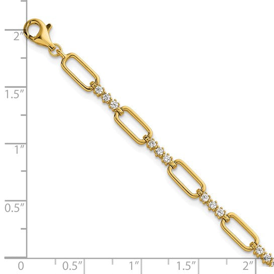 White Gold/Yellow Gold Filled Sterling Silver Moissanite Paperclip Bracelet