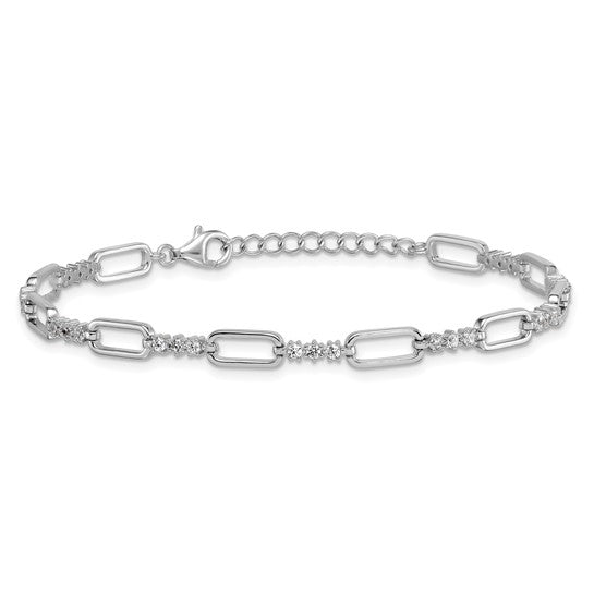 White Gold/Yellow Gold Filled Sterling Silver Moissanite Paperclip Bracelet