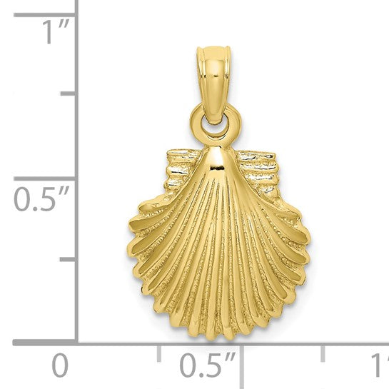 10K Yellow Gold Scallop Shell Pendant