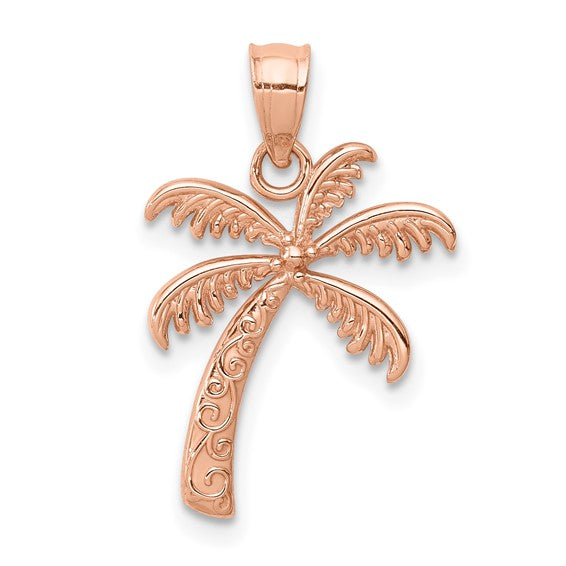 14K Rose Gold Palm Tree Pendant