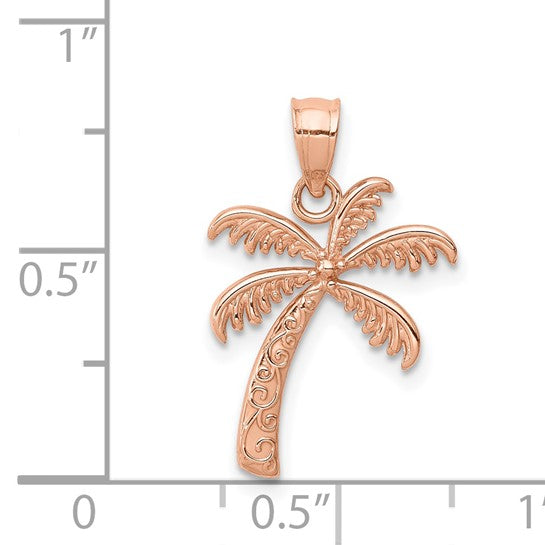 14K Rose Gold Palm Tree Pendant