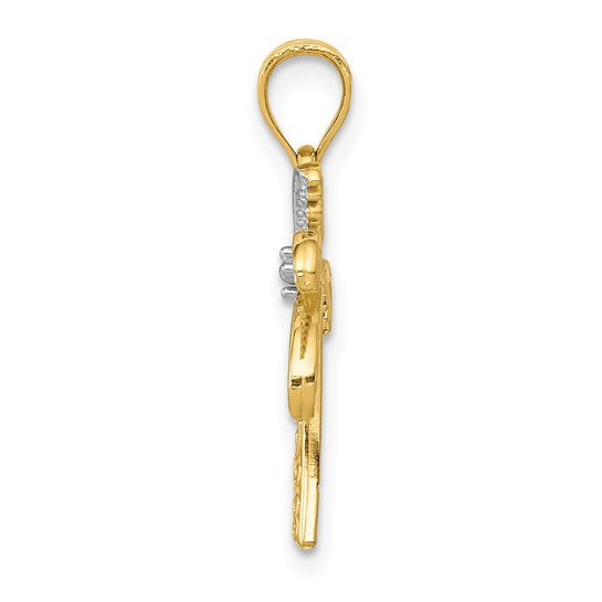 14K Yellow/White Gold Two Tone Palm Tree Pendant