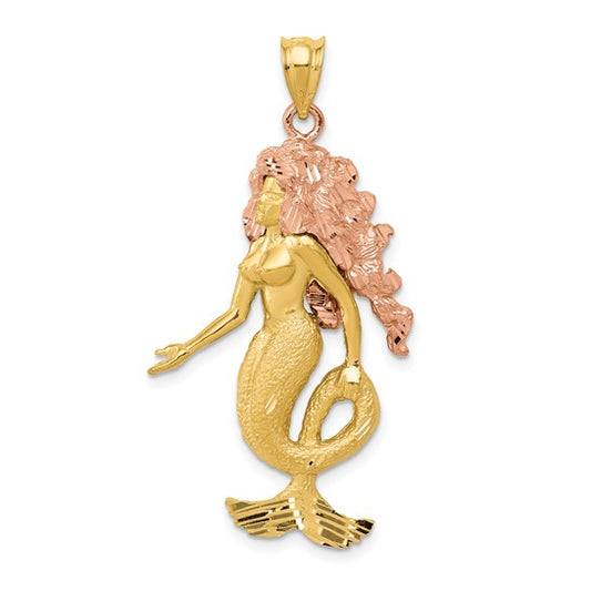 14K Yellow/Rose Gold Two Tone Mermaid Pendant