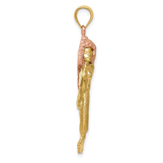 14K Yellow/Rose Gold Two Tone Mermaid Pendant