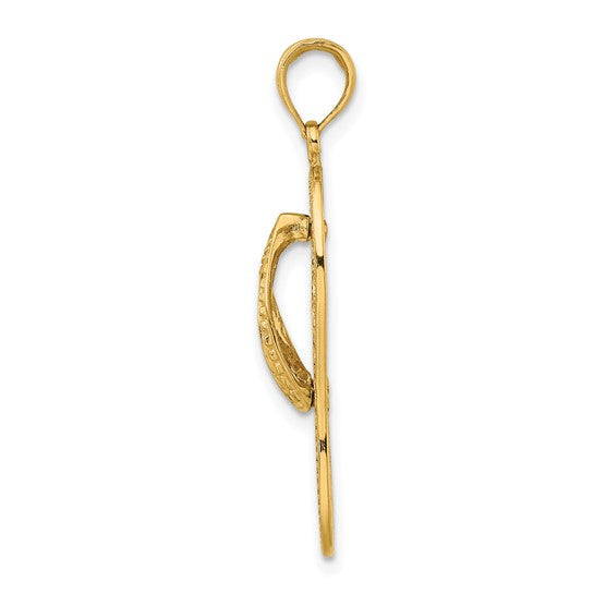 14K Yellow Gold Flip Flop Pendant