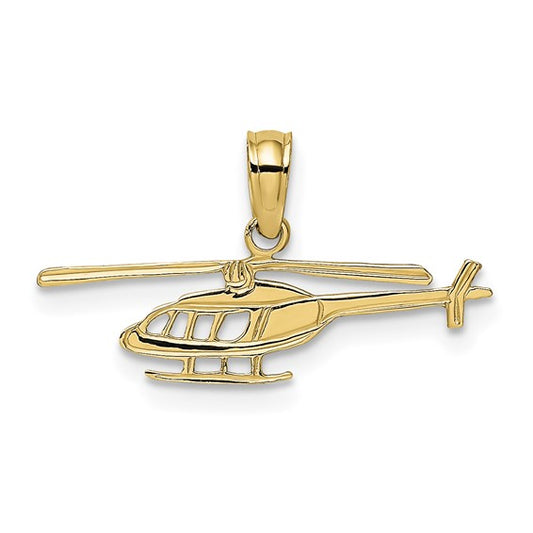 10K Yellow Gold Helicopter Pilot Pendant