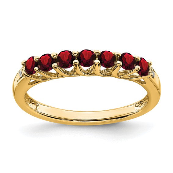 14K White/Yellow Gold Natural Garnet Band Ring