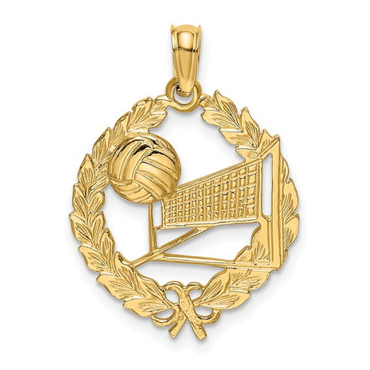 14K Yellow Gold Volley Ball Metal Champion Pendant