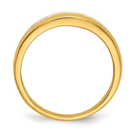 10K Yellow Gold 1/3 Carat 7 Stone Men's Wedding Band Ring