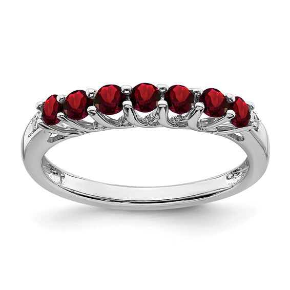 14K White/Yellow Gold Natural Garnet Band Ring