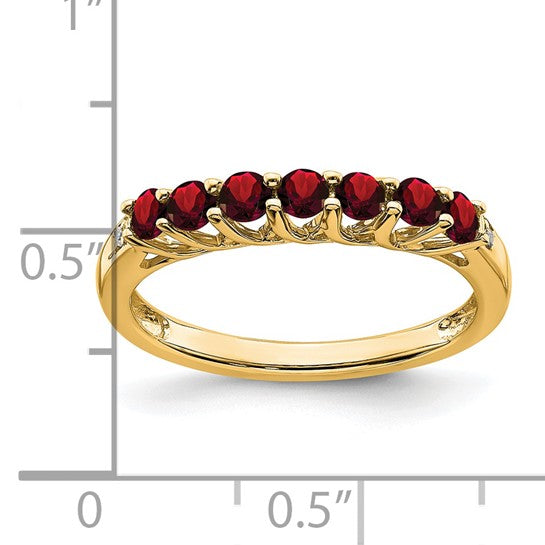 14K White/Yellow Gold Natural Garnet Band Ring