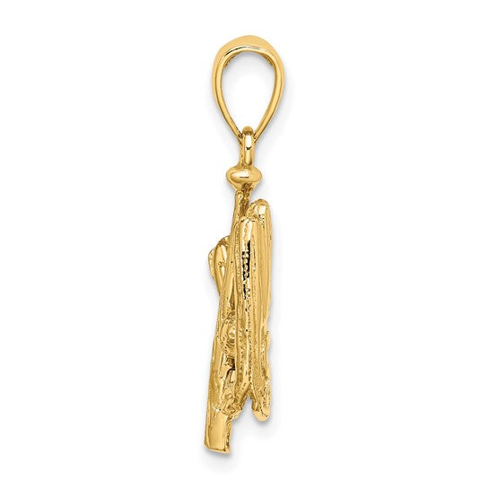 10K Yellow Gold Baseball Bat And Glove Pendant