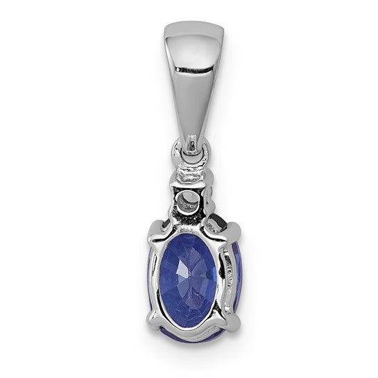 14K White Gold .75 Carat Natural Tanzanite & Diamond Solitaire Pendant