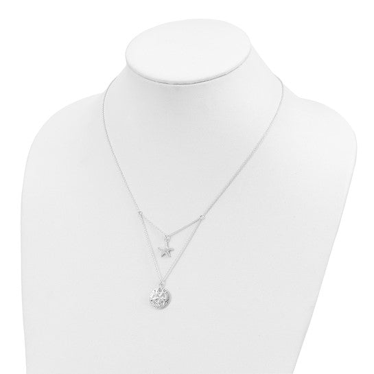 Sterling Silver Sand Dollar Star Fish Double Necklace